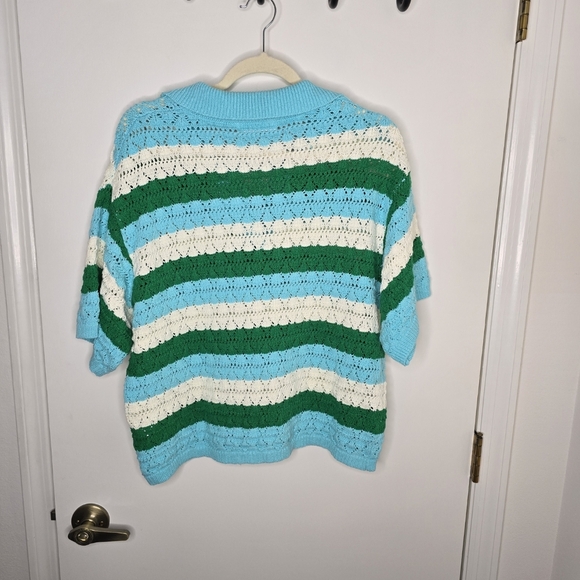 Talula Blue/Green/White  Knit Sweater Medium - Picture 2 of 5